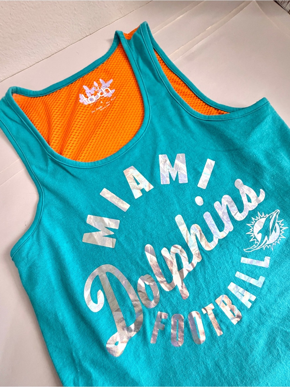 Alyssa Miami Dolphins Tank Top Shirt Womens Size S Football Orange Teal Pullover